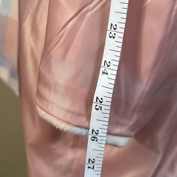 GAL MEETS GLAM wool blend pink and blue plaid winter peacoat. XL - Picture 10 of 16